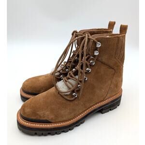 Marc Fisher Izzie Genuine Shearling Lug Sole Boots Women's Brown Suede US6.5M